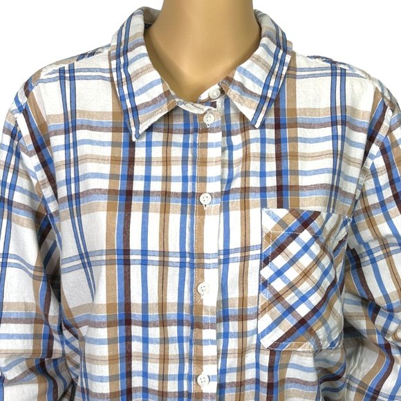 Time And Tru Womens XXL 20 Long Sleeve Button Up Flannel Plaid Shirt Blouse - Picture 2 of 12